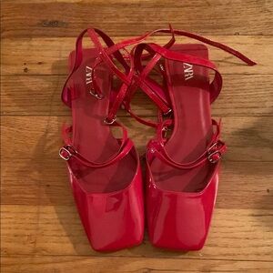Zara Glossy Red Strappy Heels